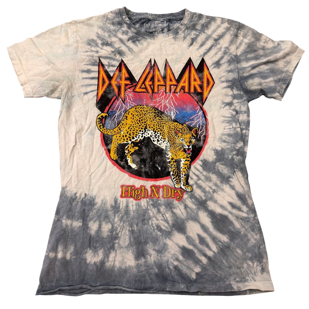 Def Leppard High N Dry Tie Dye Vintage Style T-Shirt Rock Band Tee Medium 80's